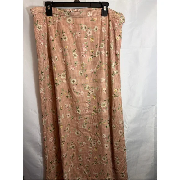 Pendleton Pink Floral Gingham Maxi Prairie Skirt 18 Tall Cottagecore Soft Girl - Picture 1 of 6
